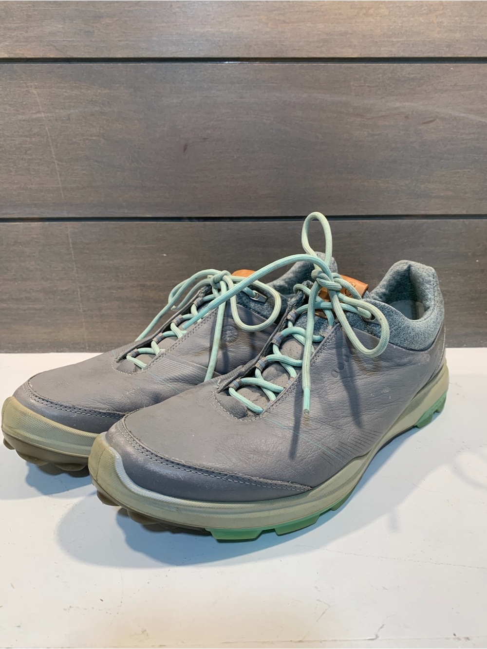 Ecco Womens Biom Hybrid 3 GTX Golf Shoe Gray Blue Leather Sz 9 Golf Prep